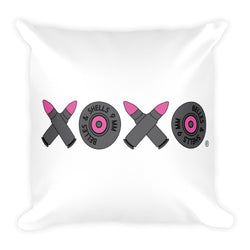 XOXO Pink Bullets square pillow
